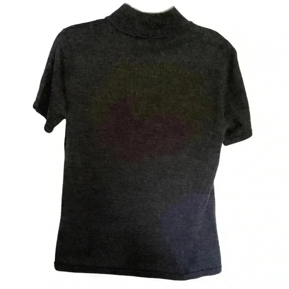 Vintage Tahari Women’s Sweater Mock Turtleneck Grey Green Argyle 90s Preppy Fall - Picture 2 of 9